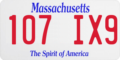 MA license plate 107IX9
