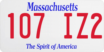 MA license plate 107IZ2