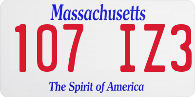 MA license plate 107IZ3