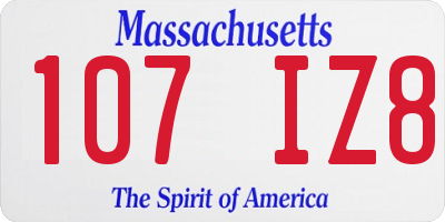 MA license plate 107IZ8