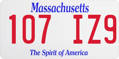 MA license plate 107IZ9
