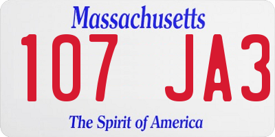 MA license plate 107JA3
