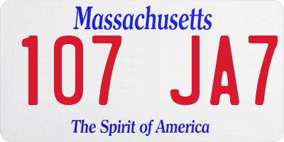 MA license plate 107JA7