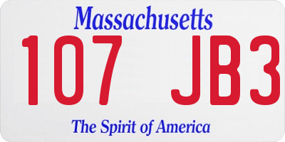 MA license plate 107JB3