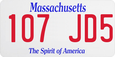 MA license plate 107JD5