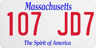 MA license plate 107JD7