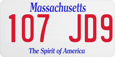 MA license plate 107JD9