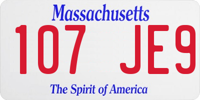 MA license plate 107JE9