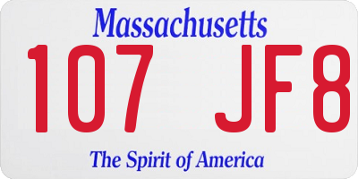 MA license plate 107JF8