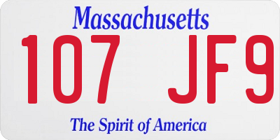 MA license plate 107JF9