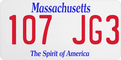 MA license plate 107JG3