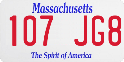 MA license plate 107JG8