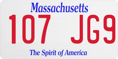 MA license plate 107JG9