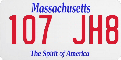 MA license plate 107JH8