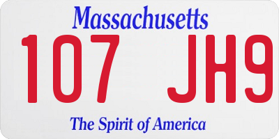 MA license plate 107JH9