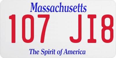 MA license plate 107JI8