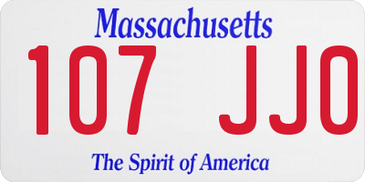 MA license plate 107JJ0