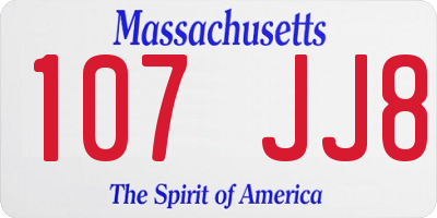 MA license plate 107JJ8