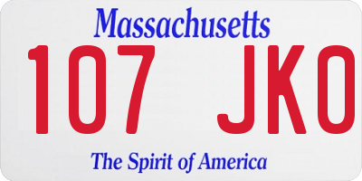 MA license plate 107JK0