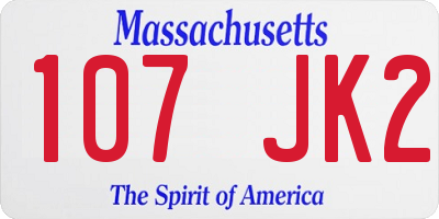 MA license plate 107JK2