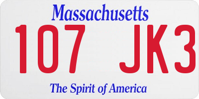 MA license plate 107JK3