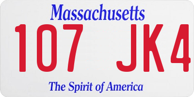 MA license plate 107JK4