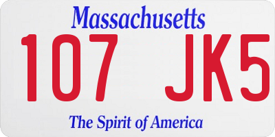 MA license plate 107JK5