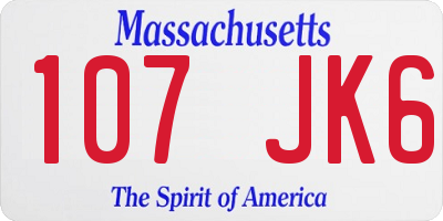 MA license plate 107JK6