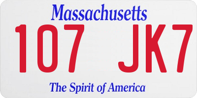 MA license plate 107JK7
