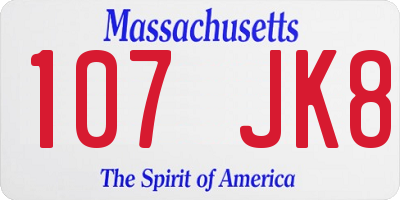 MA license plate 107JK8