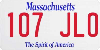 MA license plate 107JL0