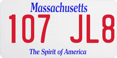 MA license plate 107JL8