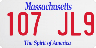 MA license plate 107JL9