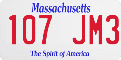 MA license plate 107JM3