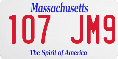 MA license plate 107JM9