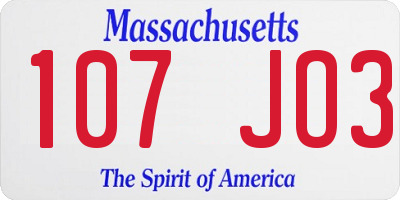 MA license plate 107JO3