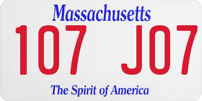 MA license plate 107JO7