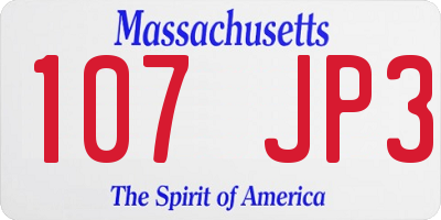 MA license plate 107JP3