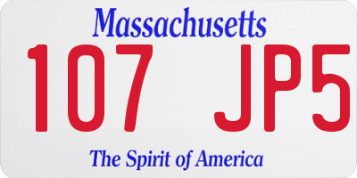 MA license plate 107JP5