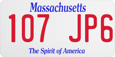MA license plate 107JP6