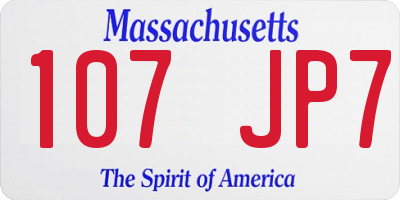 MA license plate 107JP7