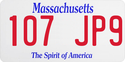 MA license plate 107JP9