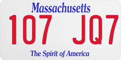 MA license plate 107JQ7