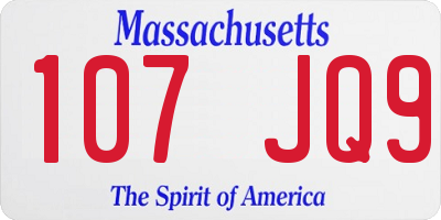 MA license plate 107JQ9