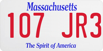 MA license plate 107JR3