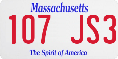 MA license plate 107JS3