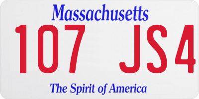 MA license plate 107JS4