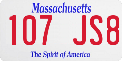MA license plate 107JS8