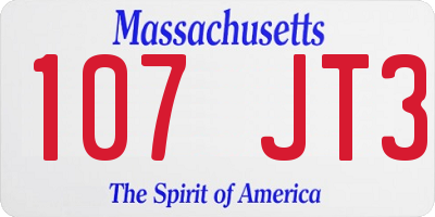 MA license plate 107JT3