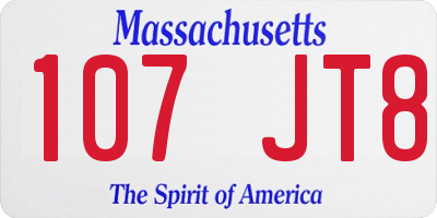 MA license plate 107JT8
